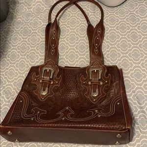 Large Red Leather American West Purse